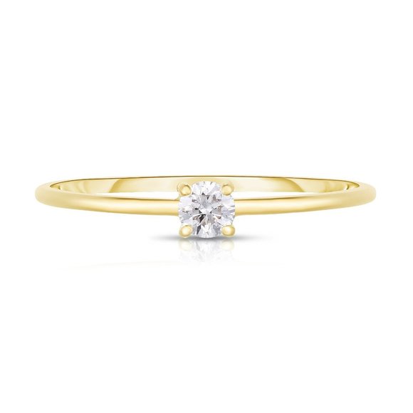 Single Round Diamond Ring In 14k Gold - Picture 5 of 7